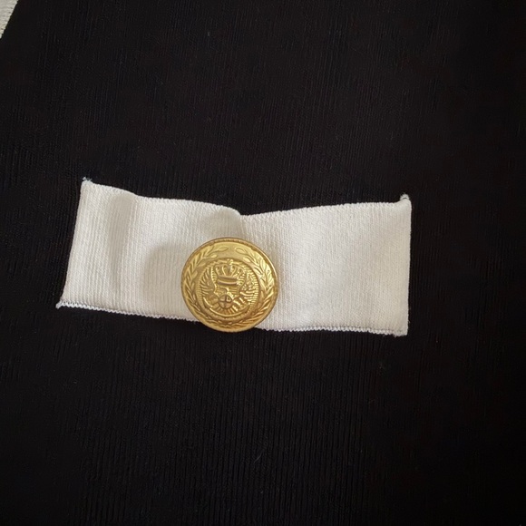 L'AGENCE Estefania Cardigan Lady Jacket Top Black White Gold Buttons - Picture 4 of 8